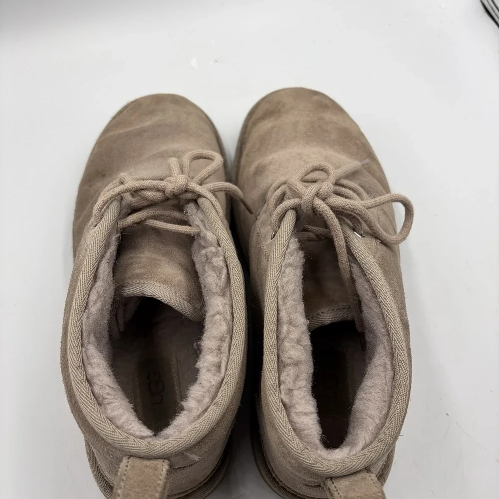 UGG Neumel Boots Beige Tan Suede Sheepskin Chukka Ankle Shoes Men's Size 11